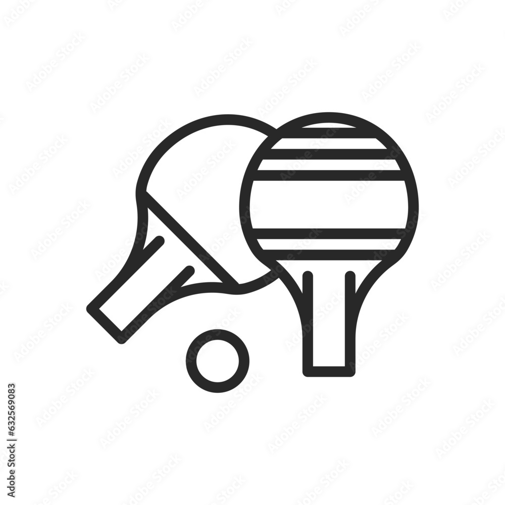 Table Tennis Icon. Vector Outline Editable Sign of Ping Pong Racket and Ball on Tennis Table. Sport and Recreation Equipment for Ping Pong Game. Linear Minimal Illustration. Table Tennis Icon. Vector Outline Editable Sign of Ping Pong Racket and Ball on Tennis Table. Sport and Recreation Equipment for Ping Pong Game. Linear Minimal Illustration.