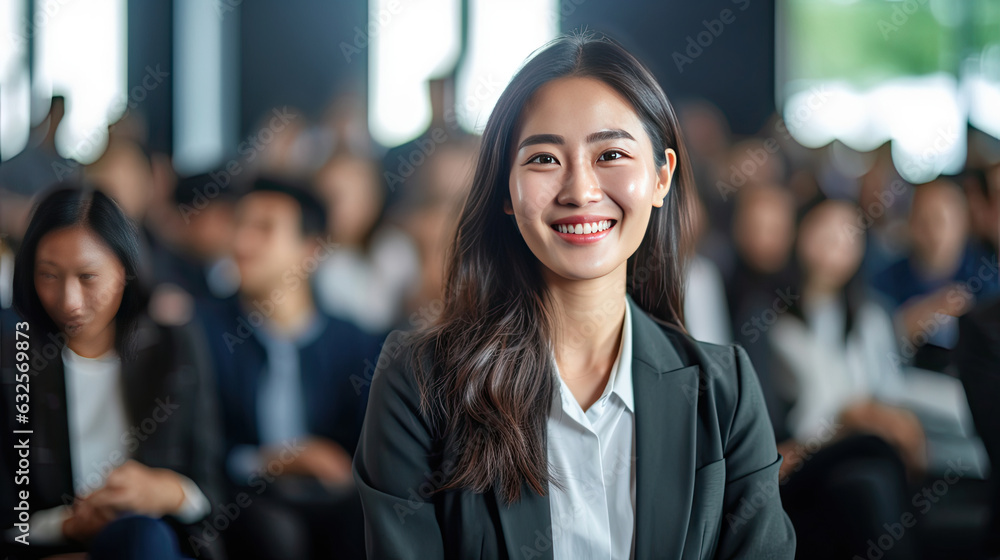 Asian business female in workshop event meeting. Business Event Training developrer, Seminars, Management, Training. Generative Ai Asian business female in workshop event meeting. Business Event Training developrer, Seminars, Management, Training. Generative Ai