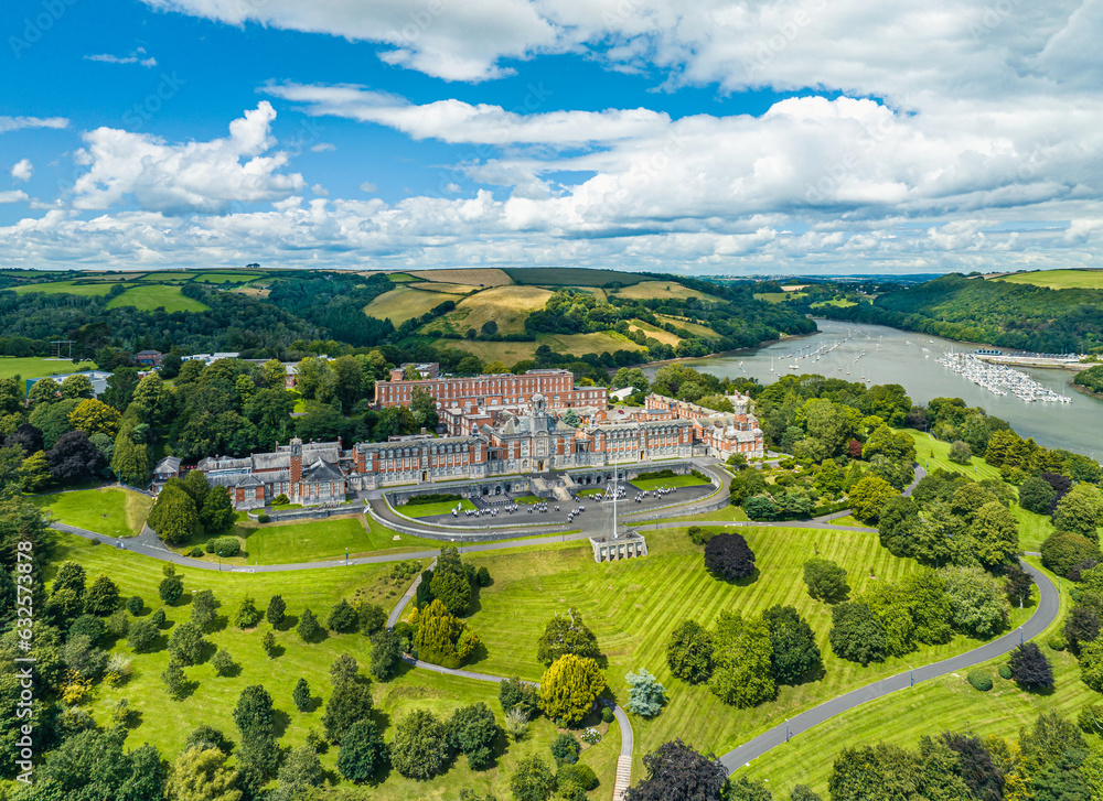 Fototapeta premium Britannia Royal Naval College from a drone, Dartmouth, Devon, England