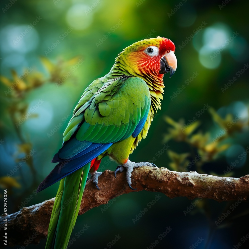 Macaw parrot world wildlife illustration flaura and  fauna made with generative ai technology