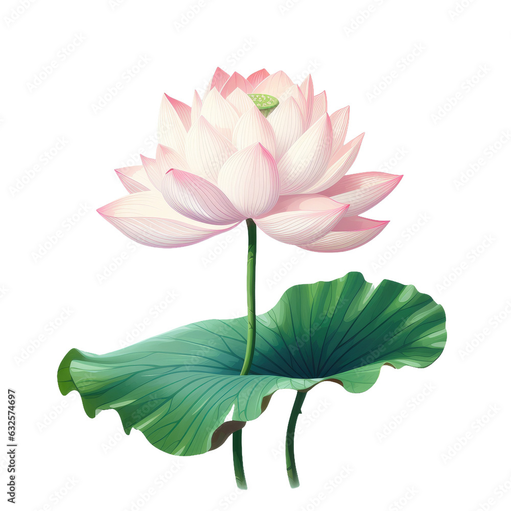 Obraz premium Green lotus on transparent background