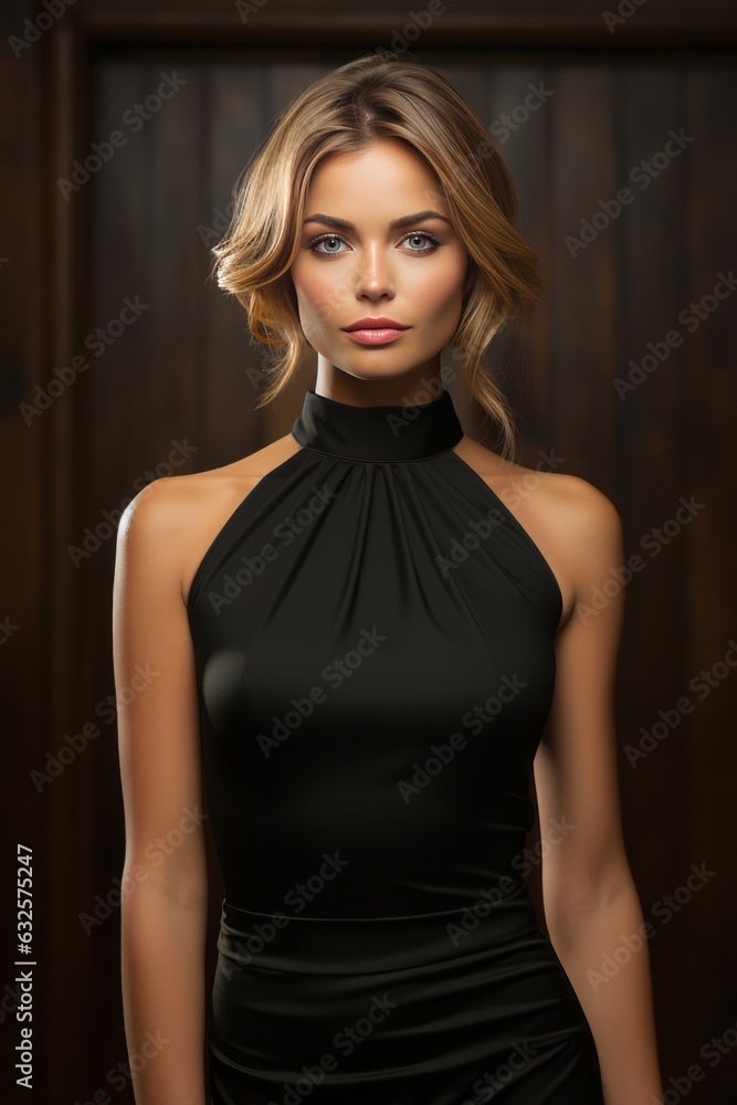 Model in a Simple Yet Elegant Little Black Dress, Generative AI