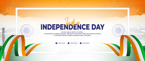 Happy Independence Day India banner, with orange, white and green flag elements