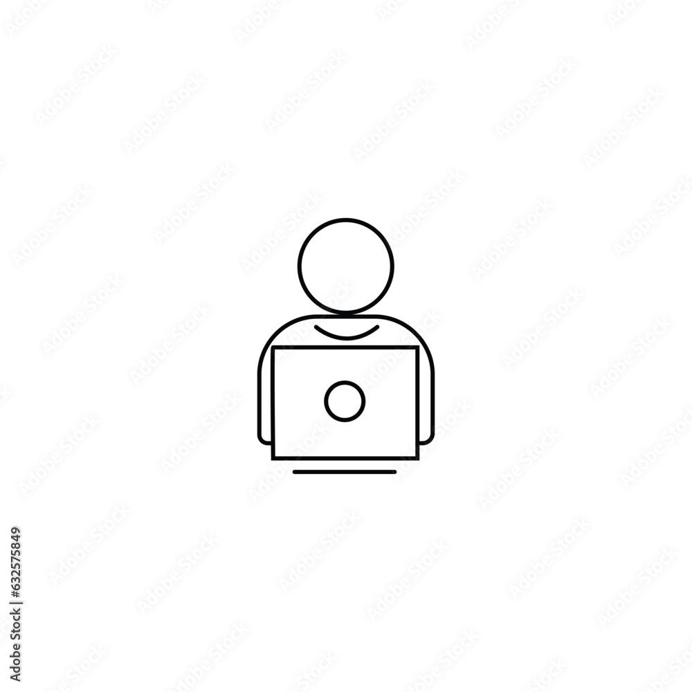 User working on laptop vector line icon, linear concept, outline sign, symbol User working on laptop vector line icon, linear concept, outline sign, symbol