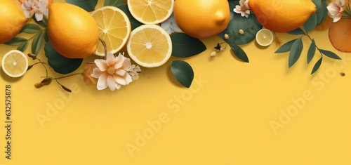 food background lemon summer healthy yellow juicy colorful fruit natural fresh. Generative AI.