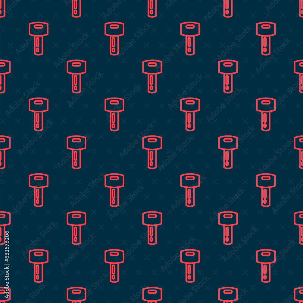 Red line Car key with remote icon isolated seamless pattern on black background. Car key and alarm system. Vector Red line Car key with remote icon isolated seamless pattern on black background. Car key and alarm system. Vector
