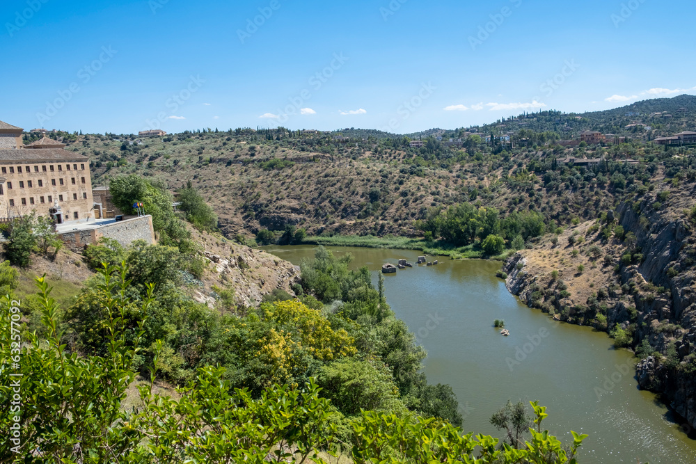 Panoramic view of Toledo, Spain, UNESCO World Heritage. Tagus River.
