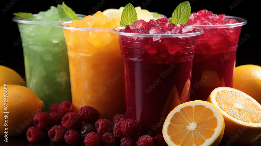 Refreshing Fruit Juices with Crushed Ice.