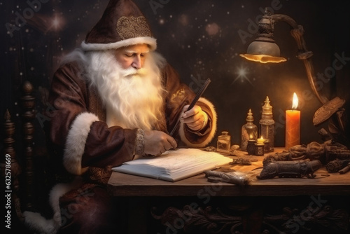 santa gift table eve letter merry present wish holiday christmas. Generative AI.