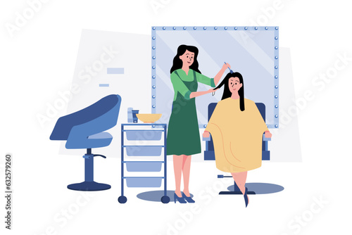 Woman getting her hair dyed by hairstylist at beauty salon.