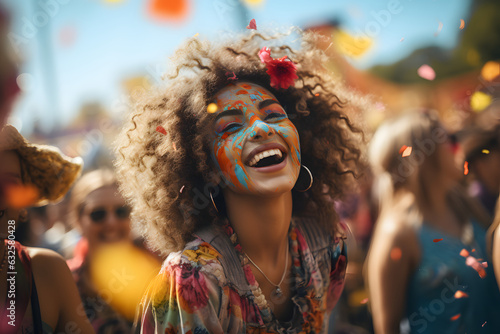 Girl enjoying and smiling in festival