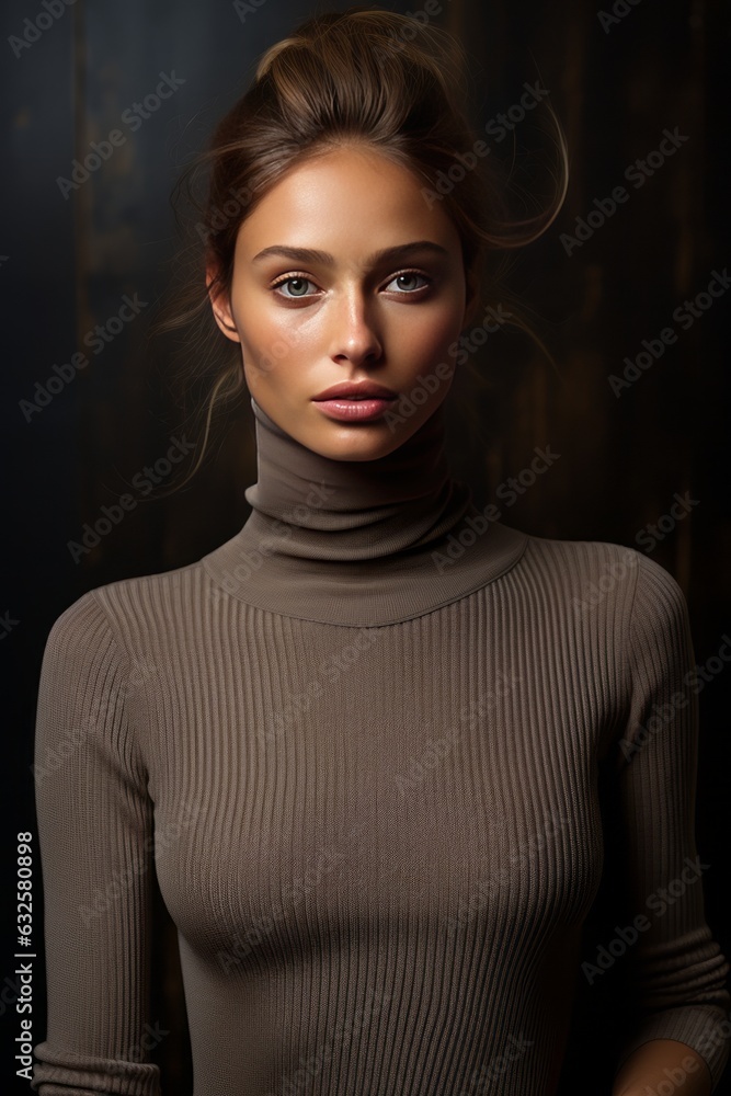 Model in a Simple and Chic Turtleneck Sweater, Generative AI