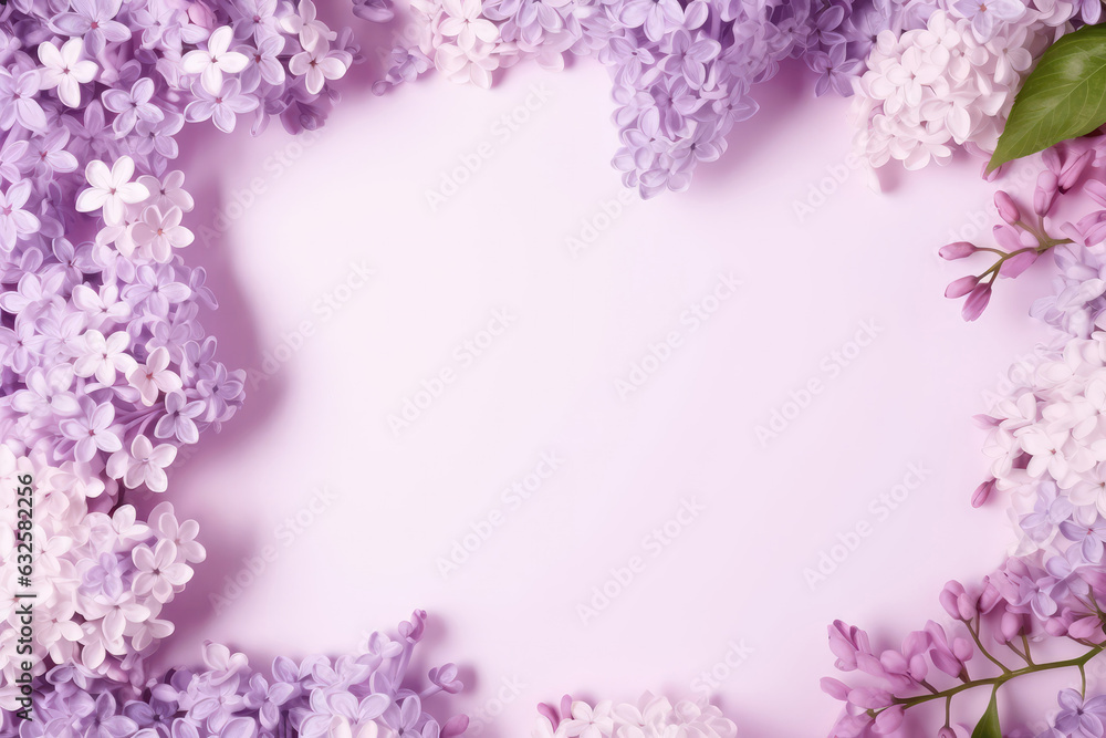 Frame Of Lilac Color Lilac Color Background, Empty Space. Generative AI
