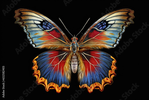 Detailed Examination Of Colorful Butterflys Delicate Wipngs. Generative AI
