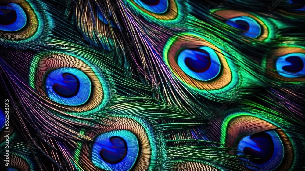 Obraz premium Detailed peacock feather - vibrant colors and intricate close-up view.