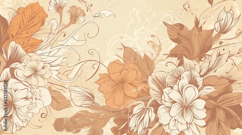 Floral vintage background with copy space. Muted colors.