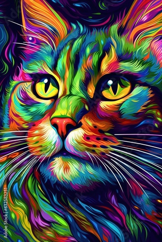 Havana Brown cat psychedelic look. Generative AI