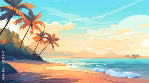 Flat design beautiful beach scenery