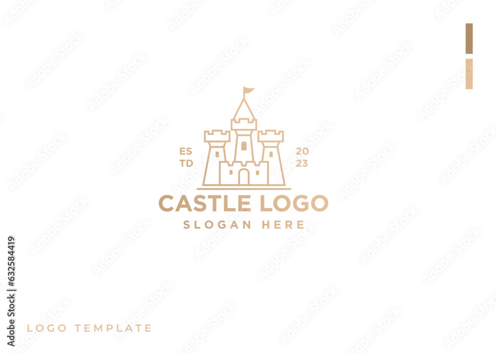 Castel Logo template in minimalist line art style