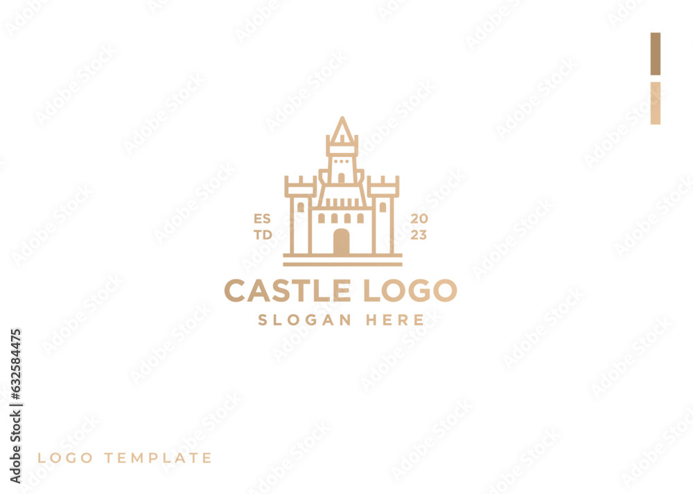 Castel Logo template in minimalist line art style