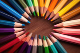 Vivid Pastel Crayons Arranged In Circular Color Wheel. Generative AI