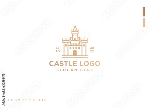 Castel Logo template in minimalist line art style