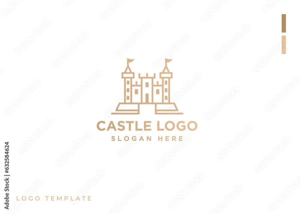 Castel Logo template in minimalist line art style