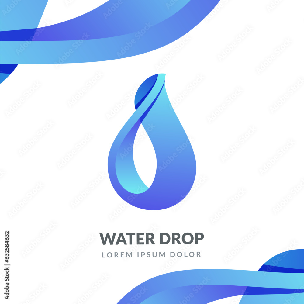 Water drop logo sign emblem design template. Abstract blue aqua droplet vector illustration Water drop logo sign emblem design template. Abstract blue aqua droplet vector illustration