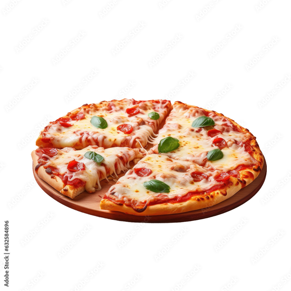 Isolated pizza with cheese and tomato sauce selectively focused Isolated pizza with cheese and tomato sauce selectively focused