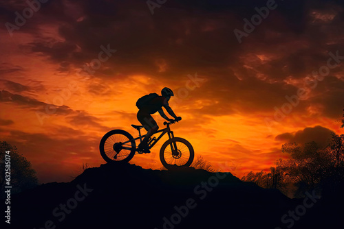 Silhouetted Biker Soaring in the Air © AIproduction