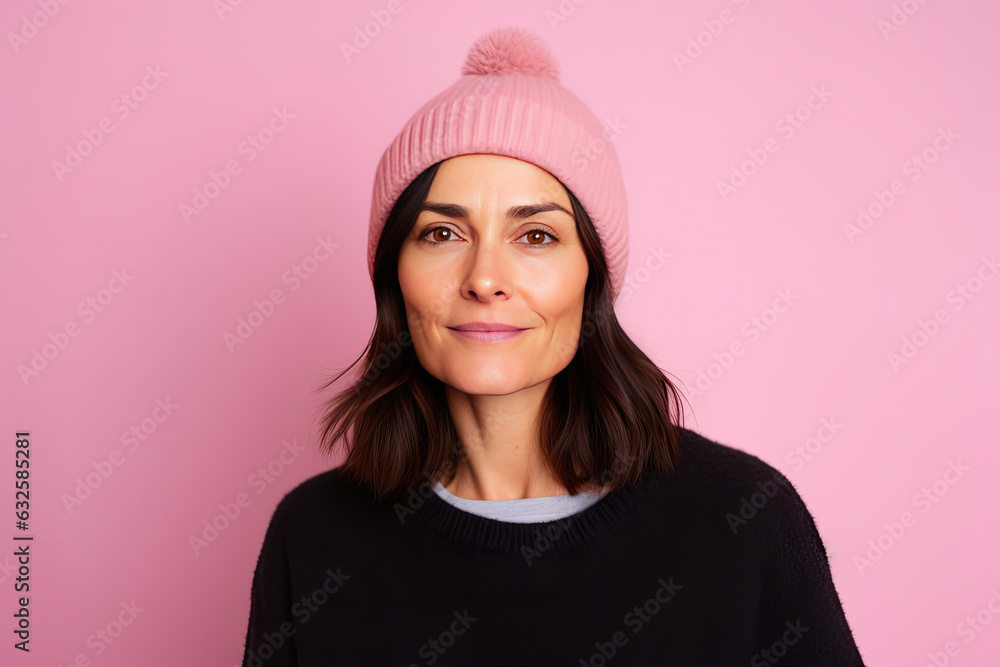 Trendy Beanie Beauty: Delighted Woman