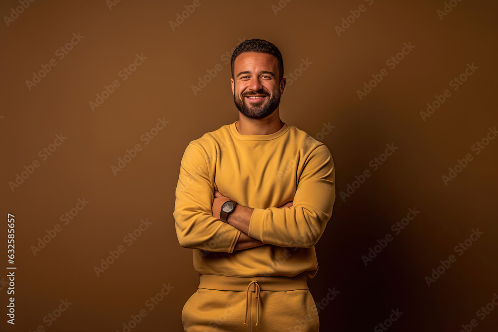 Relaxed in His 30s: Brown Background Edition