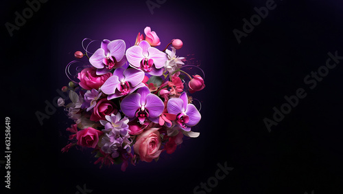 Orchidee in lila und pink als Blumenstrauss Nahaufnahme  ai generativ
