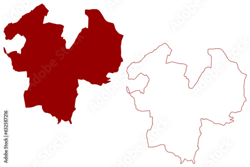 Arlesheim District (Switzerland, Swiss Confederation, Canton of Basel-Landschaft or Basel-Country, Baselland or Baselbiet) map vector illustration, scribble sketch Bezirk Arlesheim map