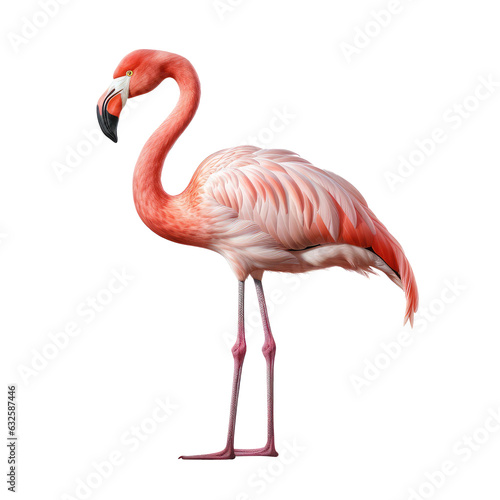 pink flamingo looking isolated on white © Tidarat
