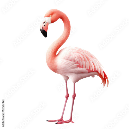 pink flamingo looking isolated on white © Tidarat