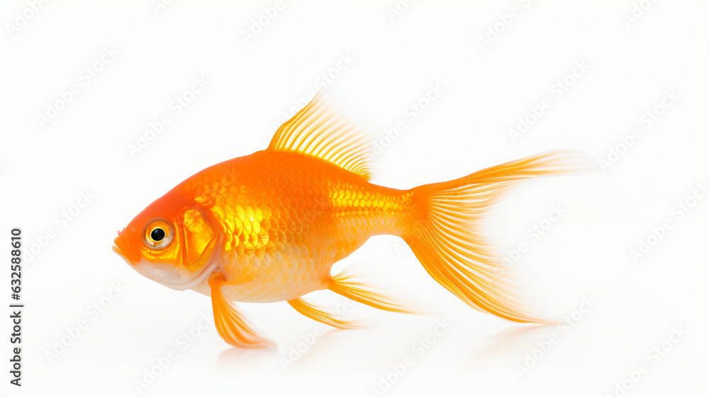 Goldfish isolated on a neutral background.

Generative AI.