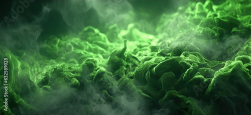 Dense Lush Green Liquid Smoky Abstract Foggy Background Generative AI