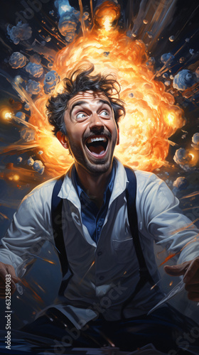 A portrait of an enthusiastic scientist, radiating passion for discovery. This depiction captures the scientist's curiosity, expertise, and excitement for research