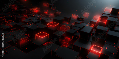  The Red and black Cubes Are In Movement Background 3d Wallpaper, Digital Art, Cube, Abstract Art The Play of Shapes: Dynamic Red and Black Cube Artwork 