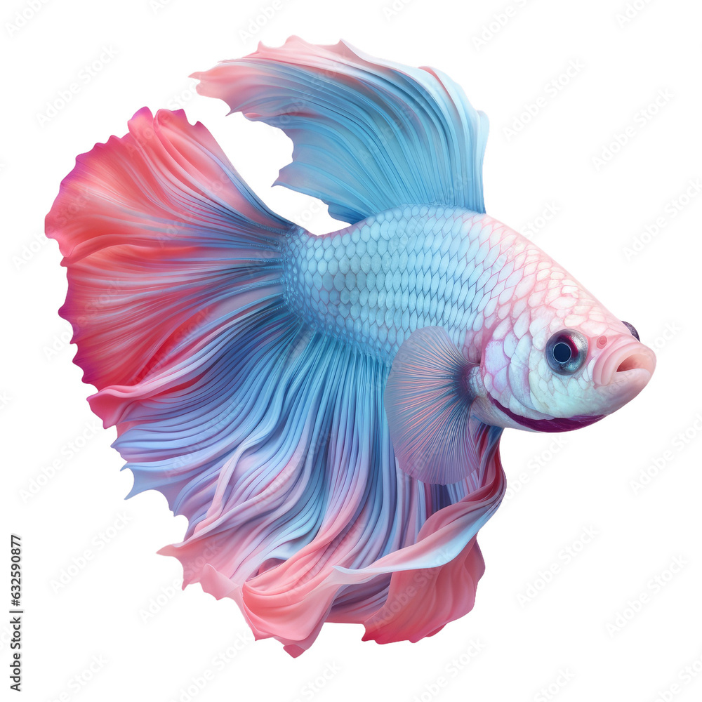 Fototapeta premium Siamese fighting fish alone against transparent background