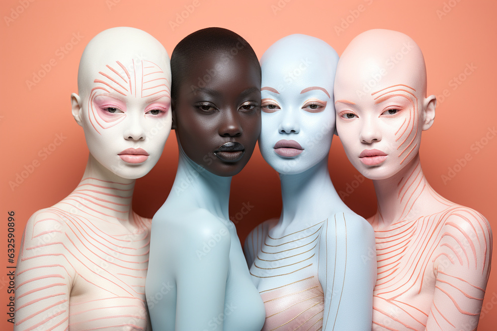 Fototapeta premium Multicultural Beauty with Moisturizing Masks Generative AI