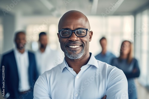 business businessman office mature middle aged meeting man portrait corporate manager smiling black businessperson generative ai © Lumos sp