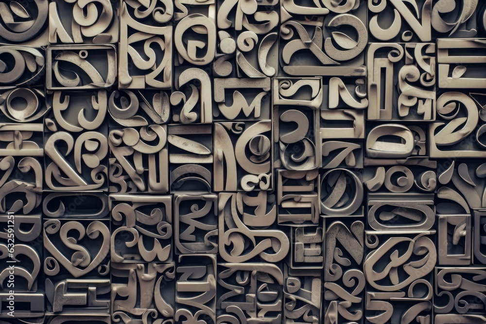 metal letters background, Generative AI
