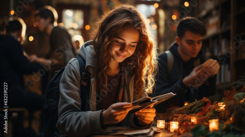 person sitting in a cafe with a book, ai generative