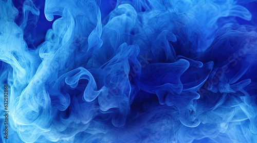 Blue-Cyan Color Liquid Ink Dense Smoky Abstract Misty Background AI Generative
