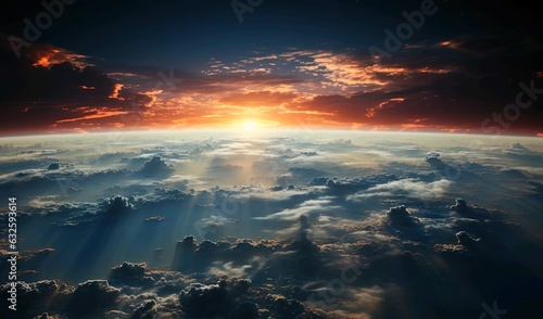 A beautiful sunset over the clouds illustration © Adi