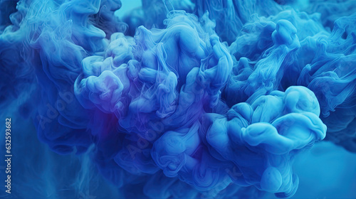Blue-Cyan Color Liquid Ink Dense Smoky Abstract Misty Background AI Generative © Image Lounge