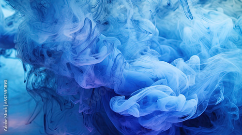 Dense Dark Blue-Cyan Liquid Smoky Abstract Foggy Background Generative AI