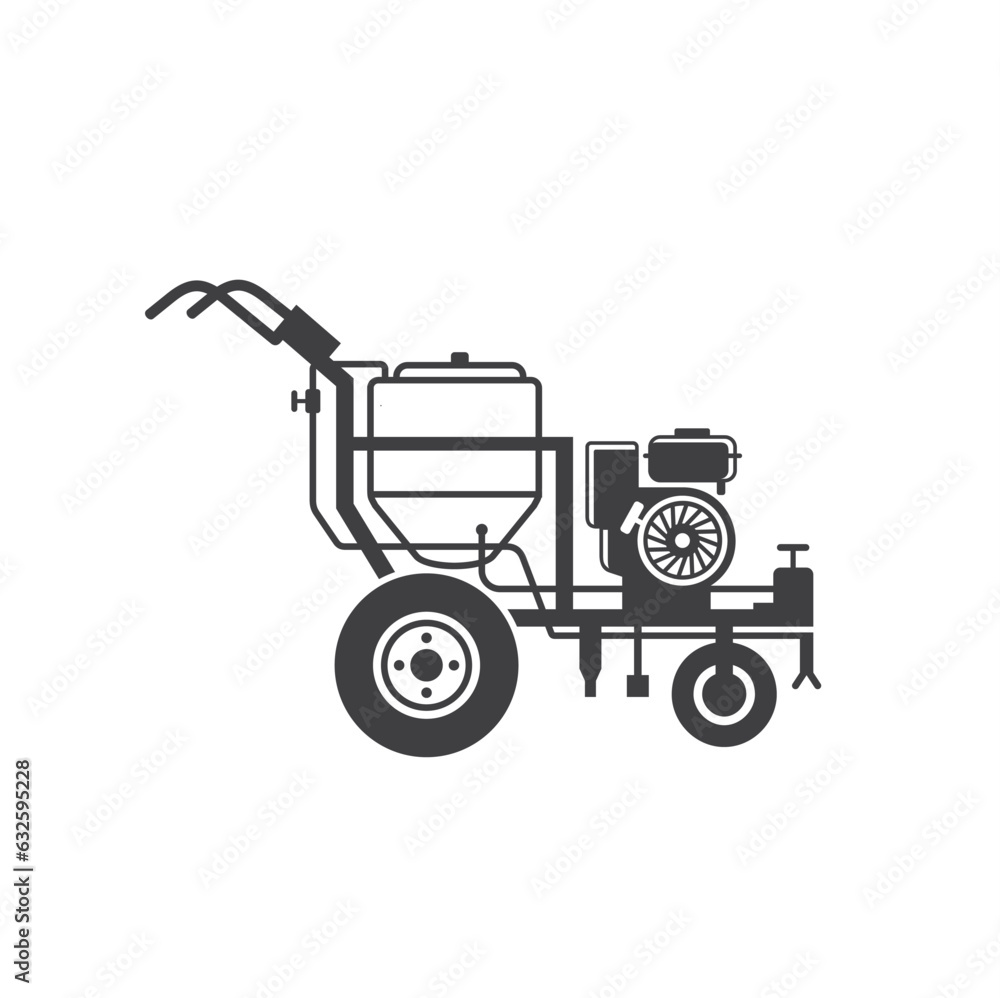 illustration of road line painting machine, vector art.